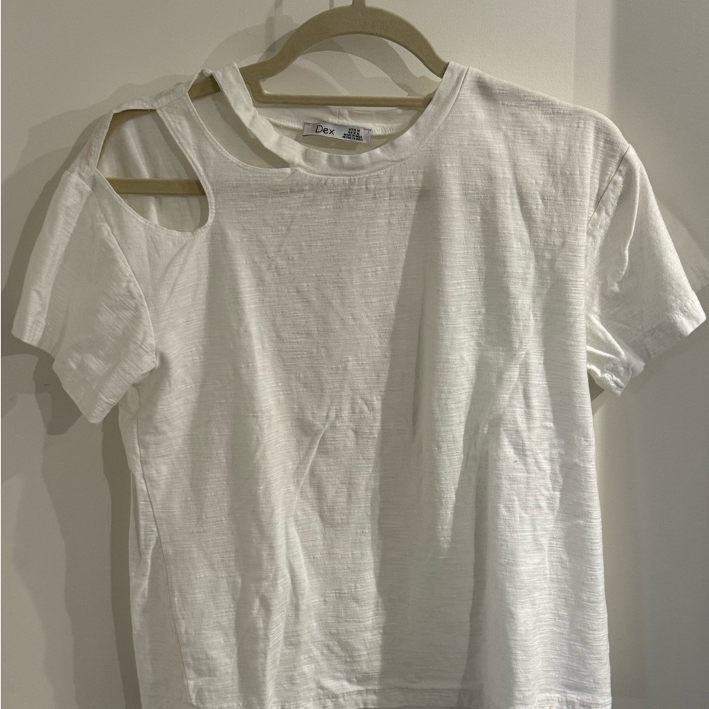 Dex Ivory Cut-Out Short Sleeve Top